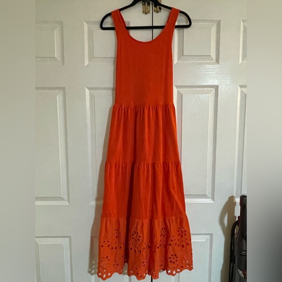 J. Crew Dresses & Skirts - J. Crew Orange cottagecore vacation maxi dress Sleeveless Scoop Neck medium